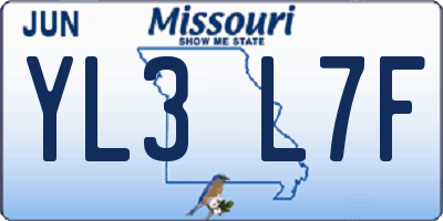 MO license plate YL3L7F