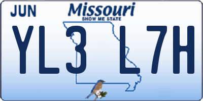MO license plate YL3L7H
