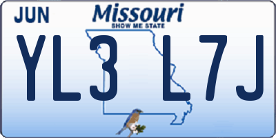 MO license plate YL3L7J