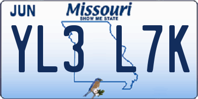MO license plate YL3L7K