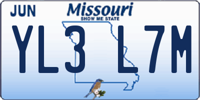 MO license plate YL3L7M