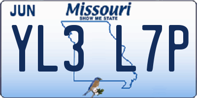 MO license plate YL3L7P