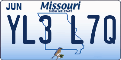 MO license plate YL3L7Q