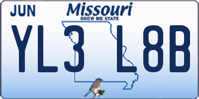 MO license plate YL3L8B
