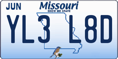 MO license plate YL3L8D