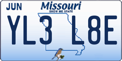 MO license plate YL3L8E