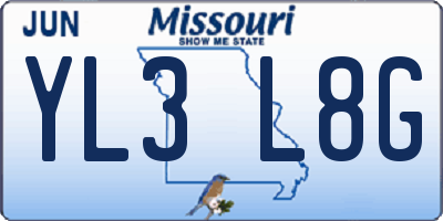 MO license plate YL3L8G