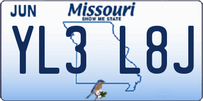 MO license plate YL3L8J