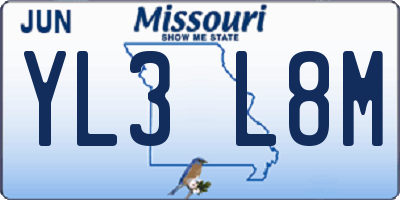 MO license plate YL3L8M
