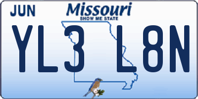 MO license plate YL3L8N