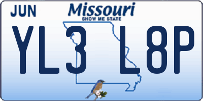 MO license plate YL3L8P