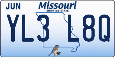 MO license plate YL3L8Q