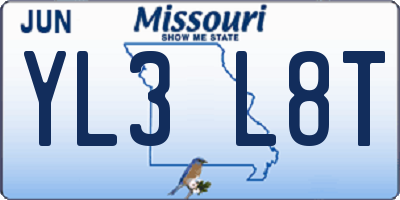 MO license plate YL3L8T