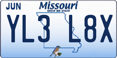 MO license plate YL3L8X