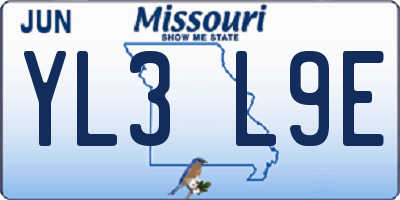 MO license plate YL3L9E