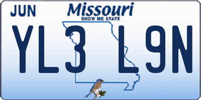 MO license plate YL3L9N