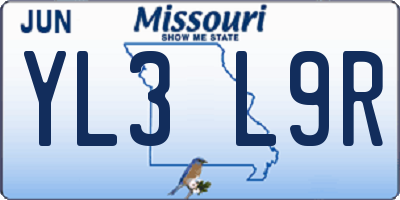 MO license plate YL3L9R