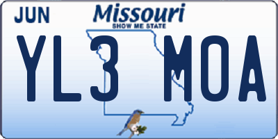 MO license plate YL3M0A