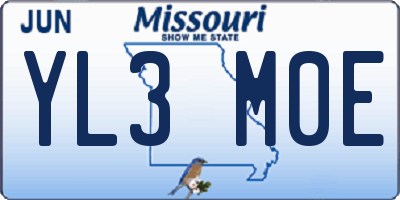 MO license plate YL3M0E