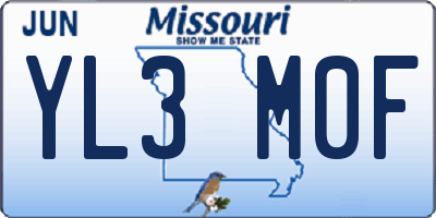 MO license plate YL3M0F