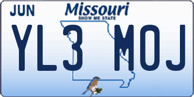 MO license plate YL3M0J