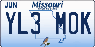 MO license plate YL3M0K