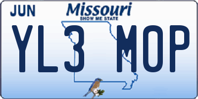 MO license plate YL3M0P
