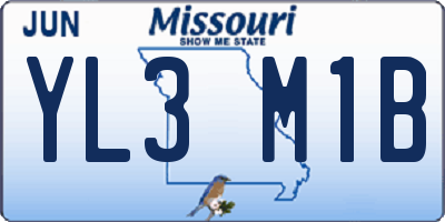 MO license plate YL3M1B