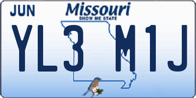 MO license plate YL3M1J