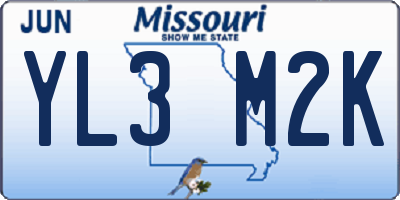 MO license plate YL3M2K