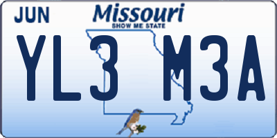 MO license plate YL3M3A