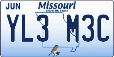 MO license plate YL3M3C