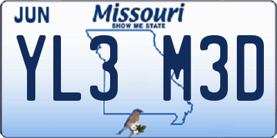 MO license plate YL3M3D