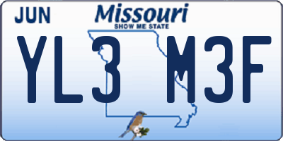 MO license plate YL3M3F