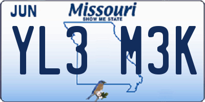 MO license plate YL3M3K