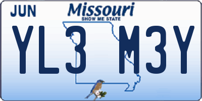 MO license plate YL3M3Y