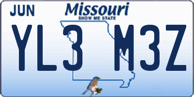 MO license plate YL3M3Z