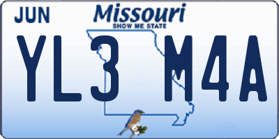 MO license plate YL3M4A