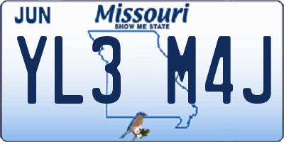 MO license plate YL3M4J