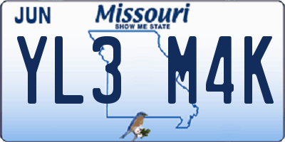MO license plate YL3M4K