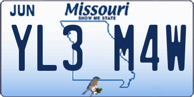MO license plate YL3M4W