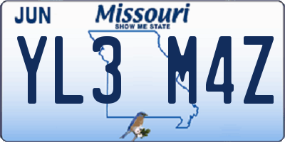 MO license plate YL3M4Z