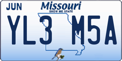 MO license plate YL3M5A