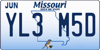 MO license plate YL3M5D