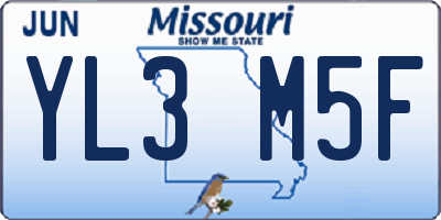 MO license plate YL3M5F