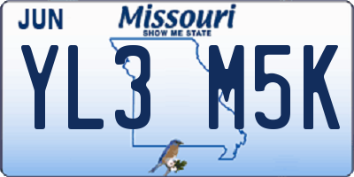 MO license plate YL3M5K