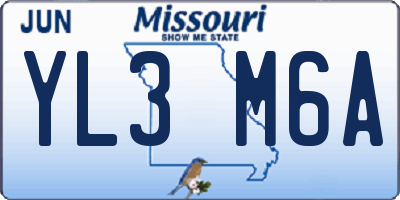 MO license plate YL3M6A