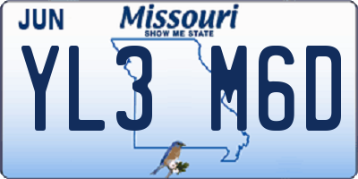 MO license plate YL3M6D