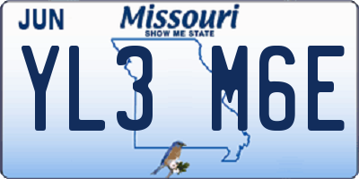 MO license plate YL3M6E