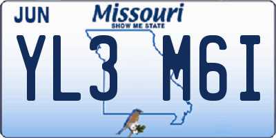 MO license plate YL3M6I